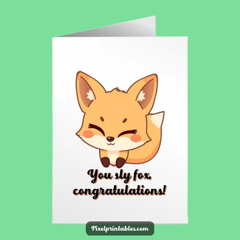 Free Printable Pixel Fox Congrats Card Hilarious Downloadable Gift for Clever Achievements