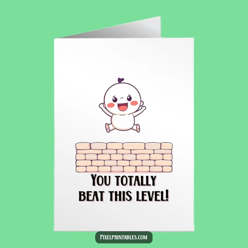 Free Printable Pixel Jump Congrats Card: Victory Downloadable for High Scores