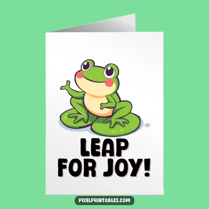 Free Printable Congrats Card: Happy Pixel Frog Hopping, Encouraging Downloadable Gift