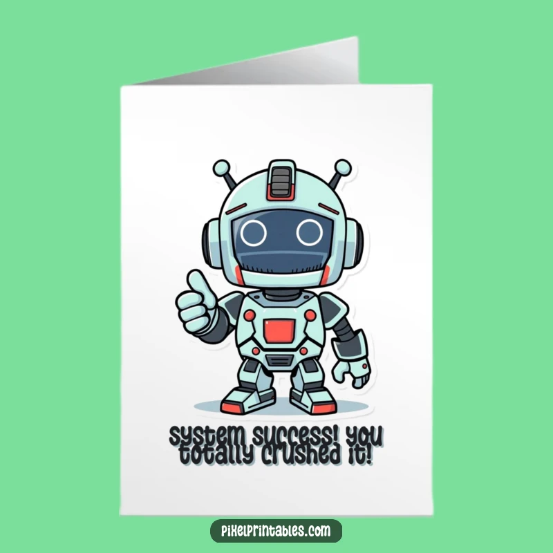 Free Printable Pixel Robot Congrats Card: Thumbs Up Success - Downloadable Achievement!