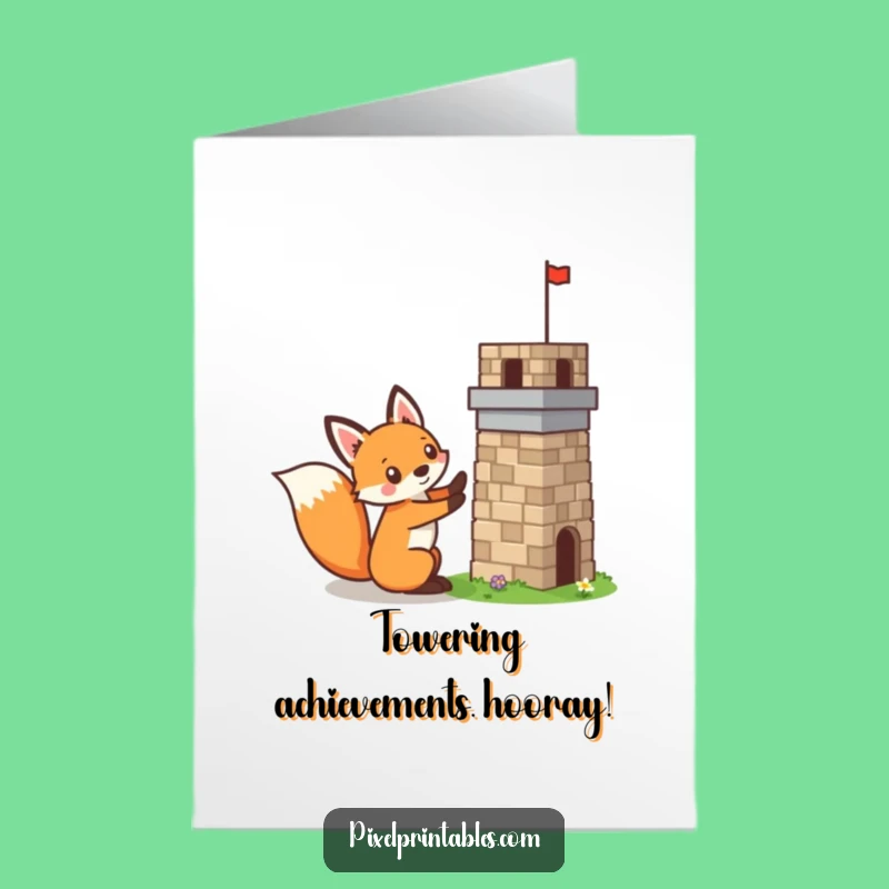 Pixel Fox Free Printable Congrats Card - Funny Downloadable Achievement Gift