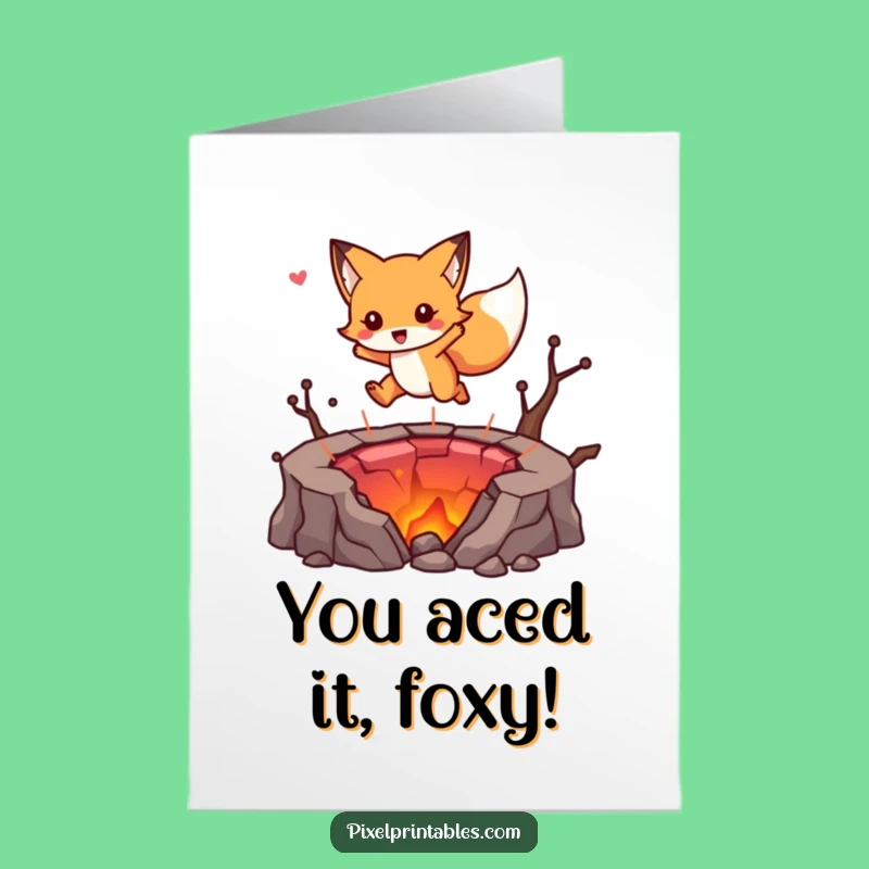 Free Printable Fox Lava Jump Congrats Card - Hilarious Downloadable Gift