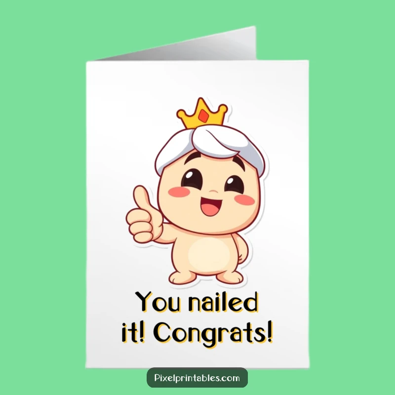 Free Printable Congrats Card: Thumbs Up Character Funny Downloadable for Success