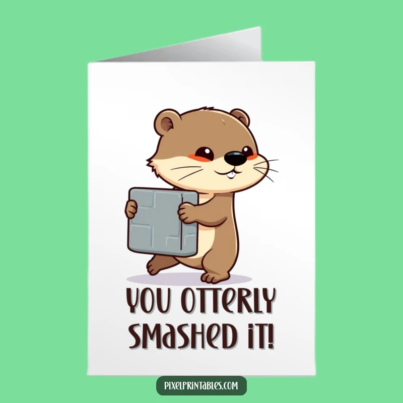 Free Printable Otter Block Push Congrats Card - Powerful Downloadable Gift