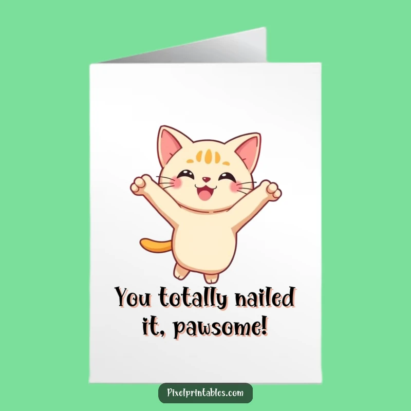 Free Printable Pixel Cat Congrats Card Hilarious Downloadable Gift for Purrfect Achievements