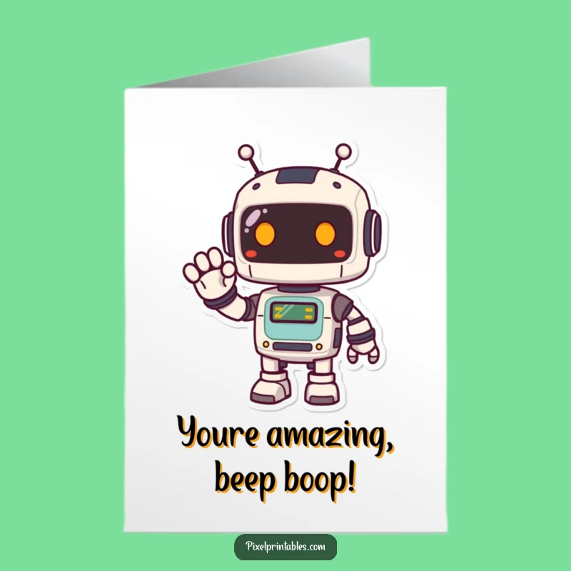 Free Printable Pixel Robot Congrats Card Hilarious Downloadable Gift for Tech Triumphs