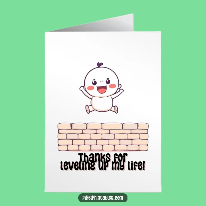 Free Printable Pixel Jump Thank You Card: Cheerful Downloadable for Extra Thanks