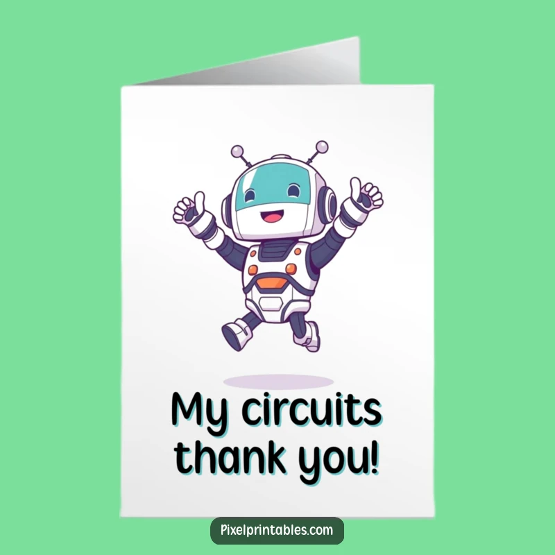 Free Printable Robot Thank You Card: Cheering Character Funny Downloadable for Gratitude
