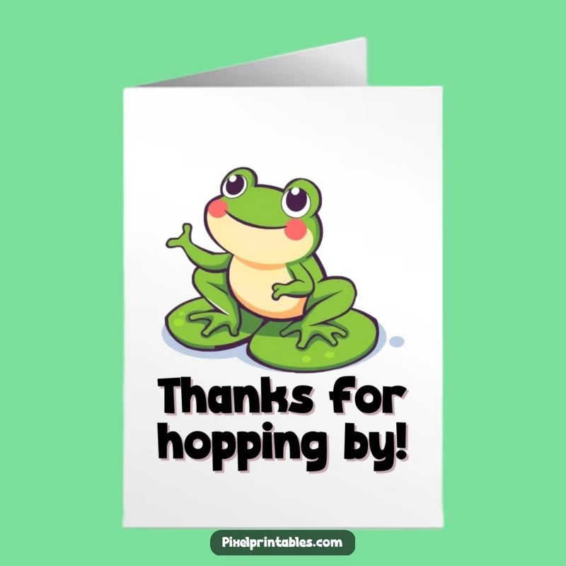 Free Printable Thank You Card: Happy Pixel Frog Hopping, Cute Downloadable Gift to Show Thanks