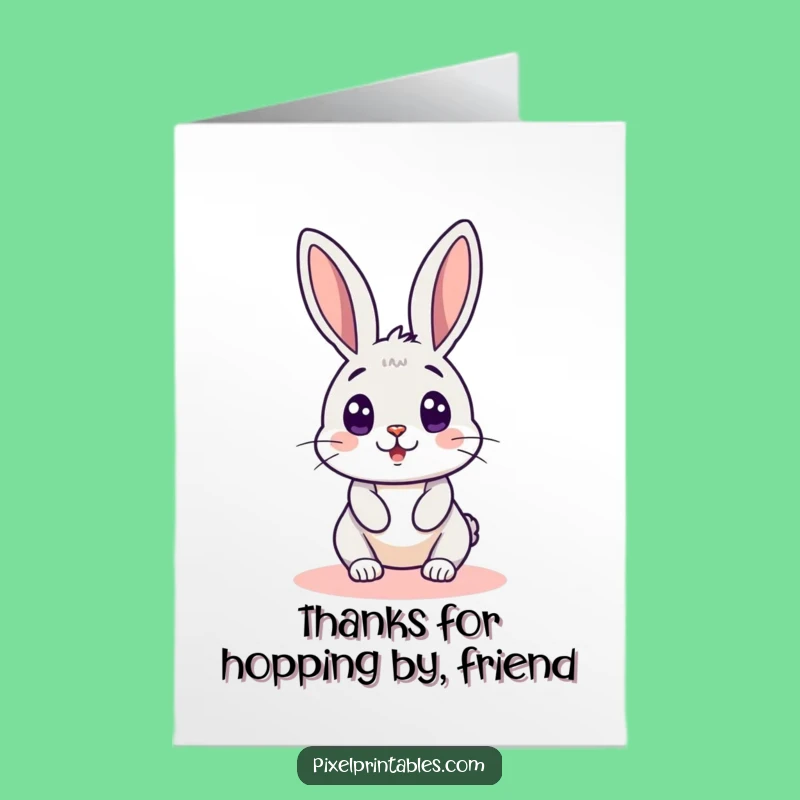 Free Printable Thank You Card: Surprised Pixel Rabbit - Funny Downloadable Note