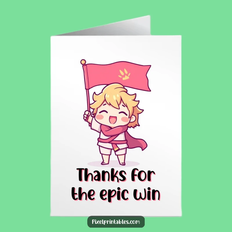 Free Printable Pixel Hero Thank You Card - Funny Downloadable Gift