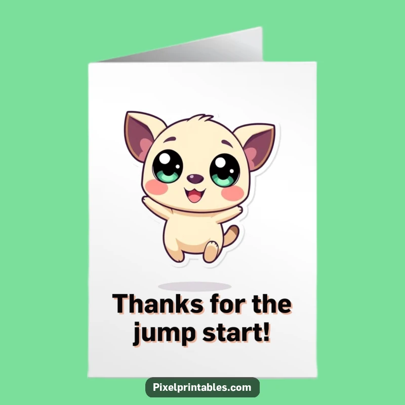 Free Printable Thank You Card: Pixel Creature Joyful Jump, Charming DIY Gift