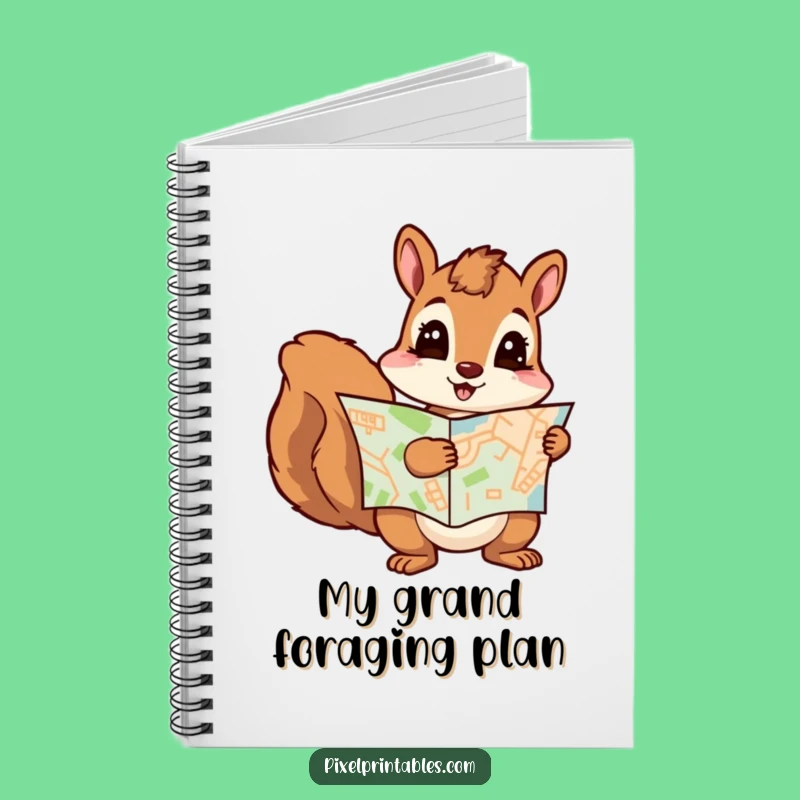 Funny Curious Squirrel Pixel Map Notebook - Journal Funny Gift for Ideas