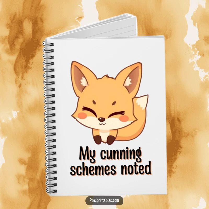 Funny Pixel Fox Notebook featuring a playful, pixelated fox winking mischievously, ideal for note-taking with a side of sly charm.