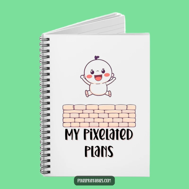 Funny Pixel Jump Notebook: Gleeful Character for Retro Notes