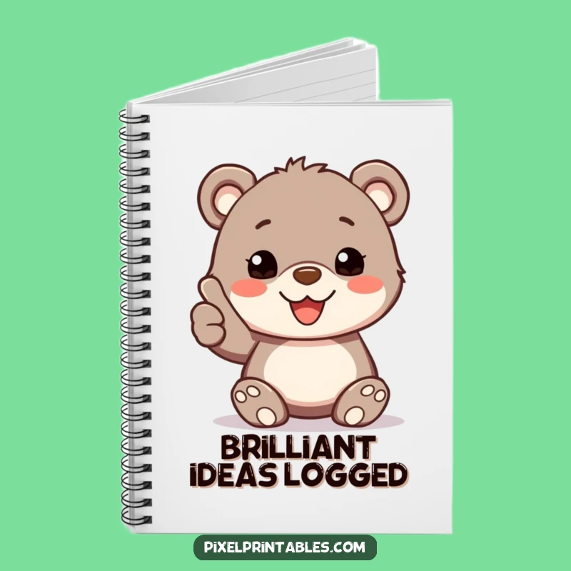 Funny Pixelated Bear Cub Thumbs Up Notebook, Jot Down Approval Funny Gift