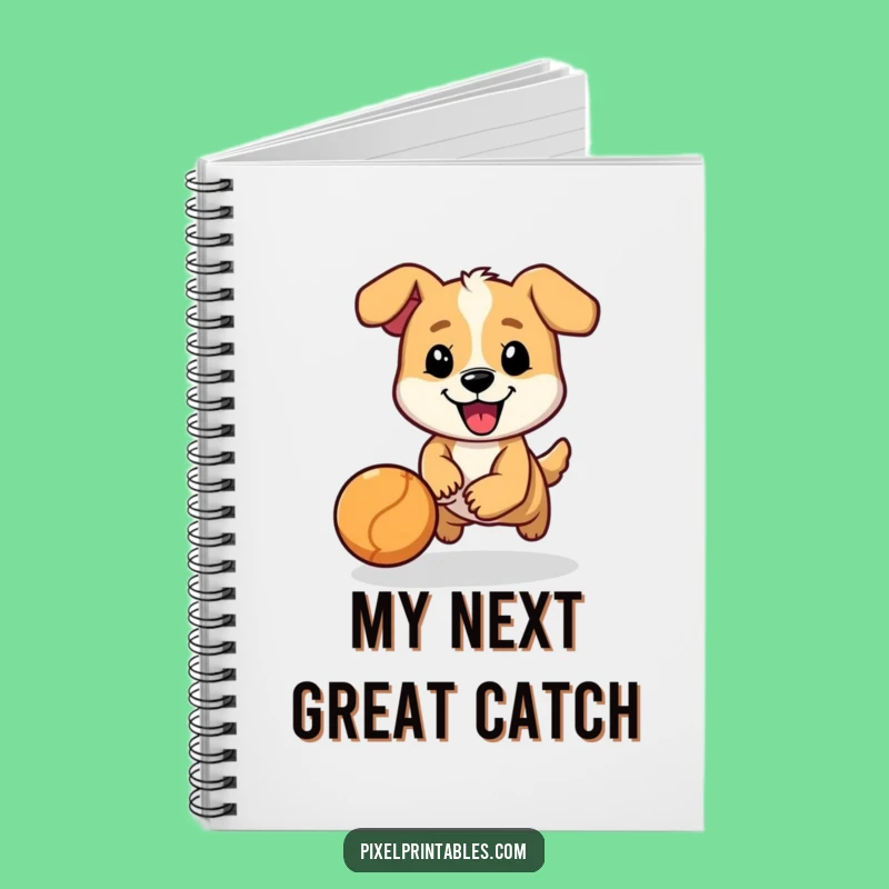 Funny Pixel Dog Ball Chase Notebook - Journal Character Playfulness