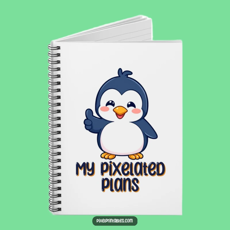 Funny Pixel Penguin Thumbs Up Notebook: Retro Journal, Superb Funny Gift