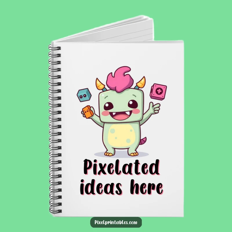 Funny Juggling Monster Notebook, Jot Down Your Pixelated Ideas