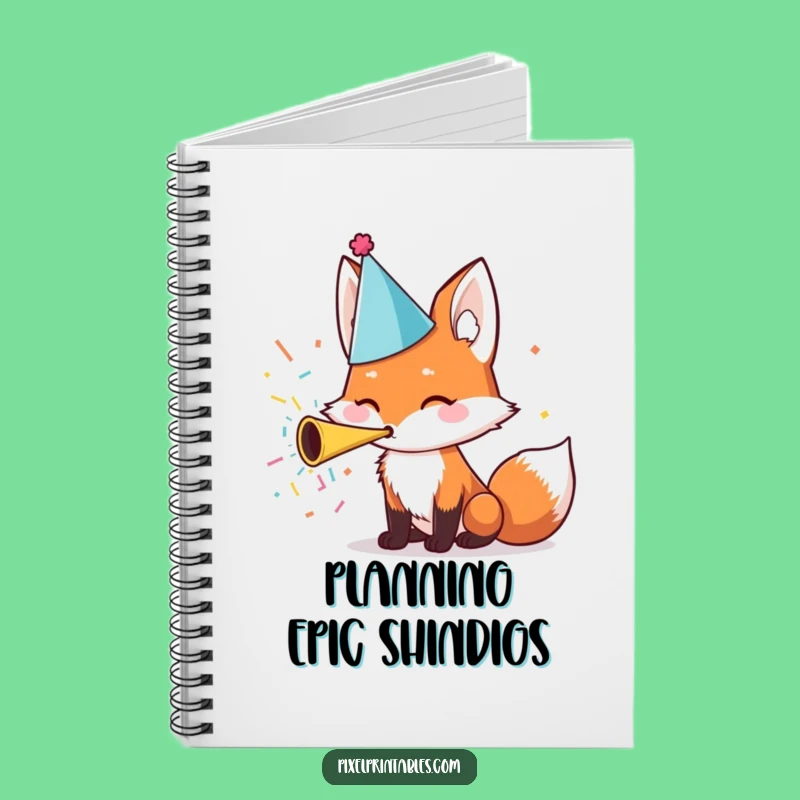 Funny Fox Party Hat Confetti Notebook, Plan Your Party Funny Gift