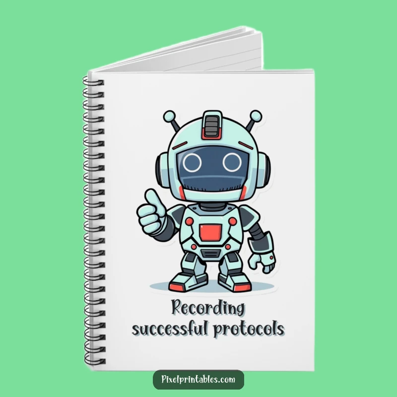 Funny Pixel Robot Thumbs Up Notebook - Triumphant Ideas Keeper