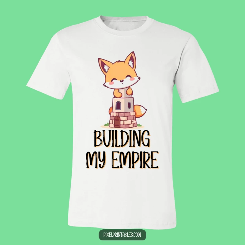 Funny Pixel Fox T-Shirt - Mischievous Tower Builder for Playful Vibes Gift