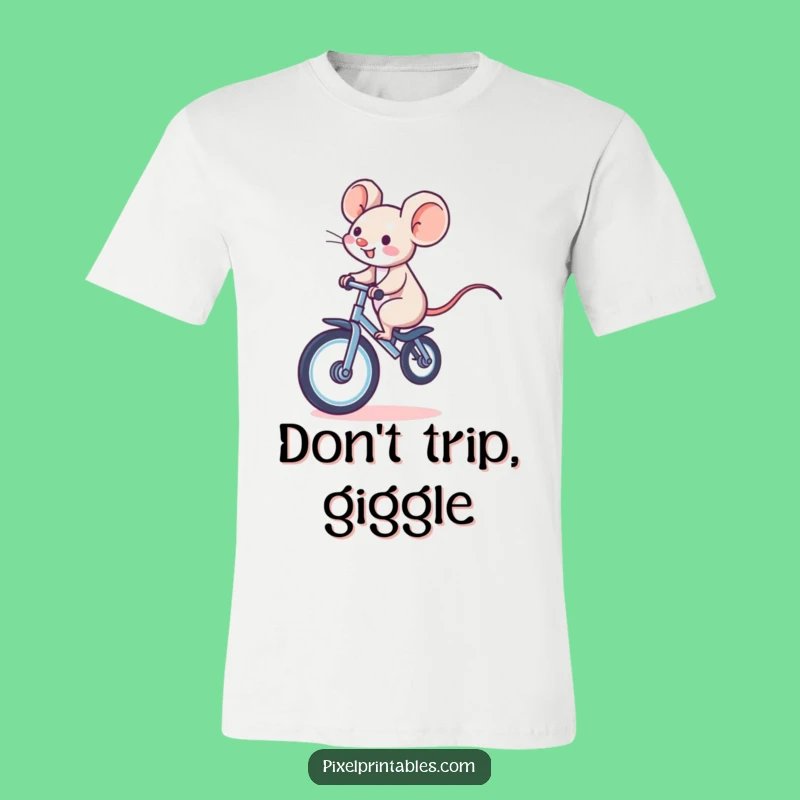 Funny Pixel Mouse Unicycle T-Shirt: Whimsical Gamer Style, Awesome Funny Gift