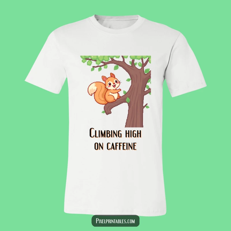 Funny Pixel Squirrel T-Shirt: Climbing Tree Tee, Perfect Humorous Gift