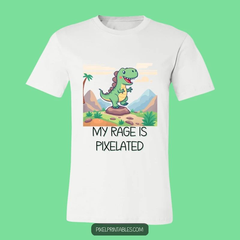 Funny Pixel Dino Stomp T-Shirt - Exciting Retro Gamer Tee