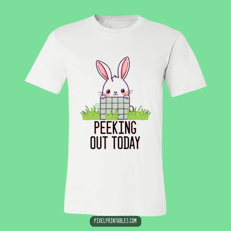 Funny Pixel Rabbit T-Shirt: Curious Peek for a Cute Funny Gift