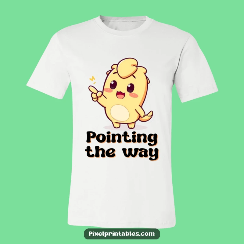 Funny Pixel Pointing T-Shirt: Curious Character Tee for Enthusiastic Style
