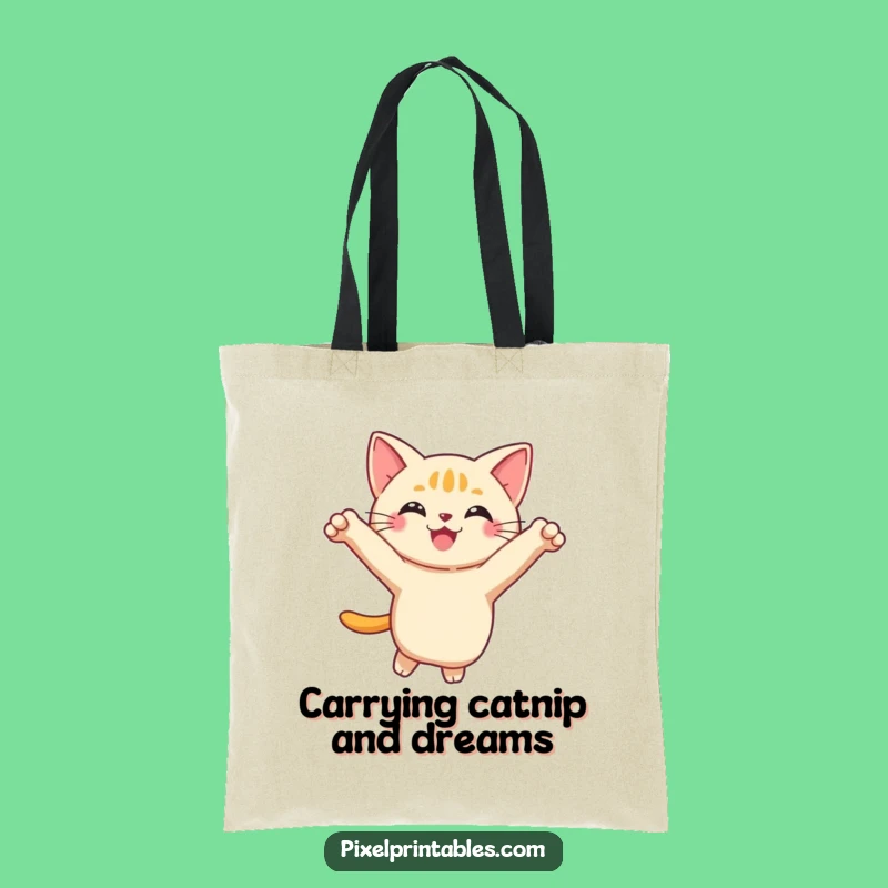 Funny Pixel Cat Tote Bag: Playful Feline Carryall, Perfect Gift