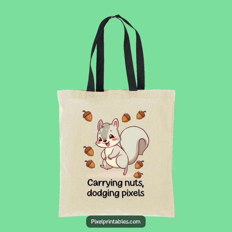 Funny Squirrel Pixel Acorn Dodge Tote Bag - Carry Your Laughs!