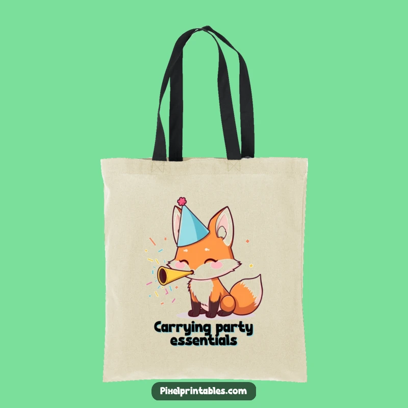 Funny Fox Party Hat Confetti Tote Bag, Chic Funny Party Accessory Gift