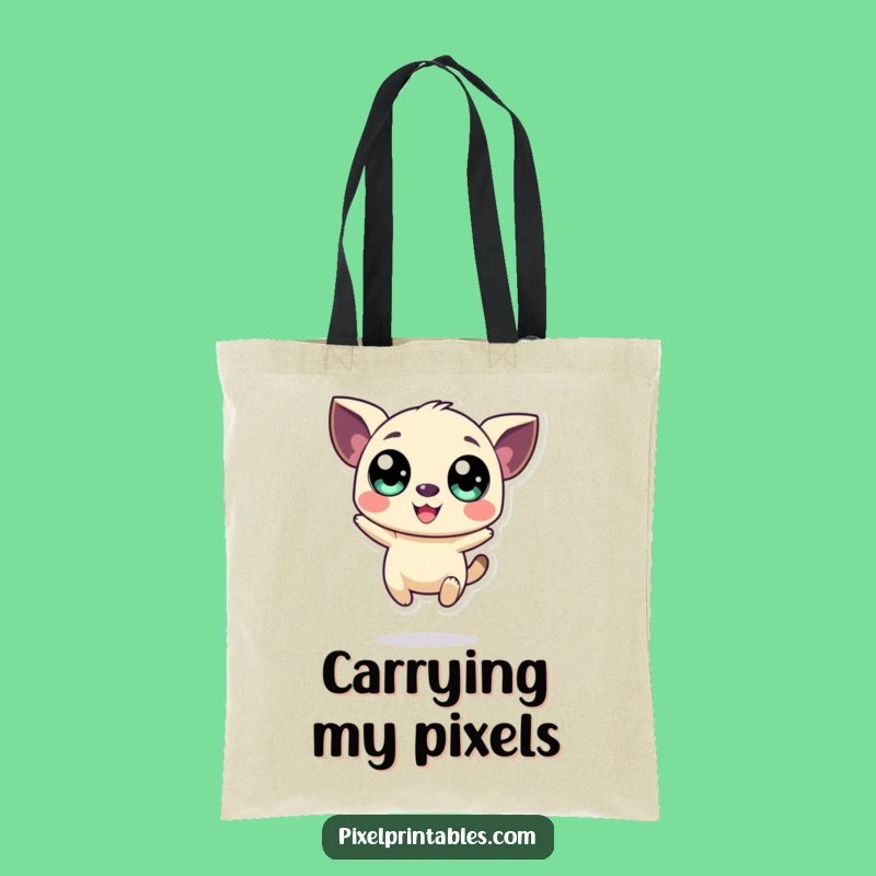 Funny Pixel Creature Tote Bag - Carry Your Joy Hilariously!