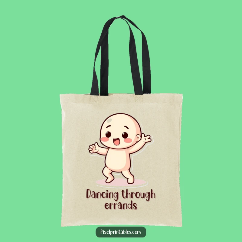 Funny Pixel Dancer Tote Bag: Playful Character's Dance Accessory