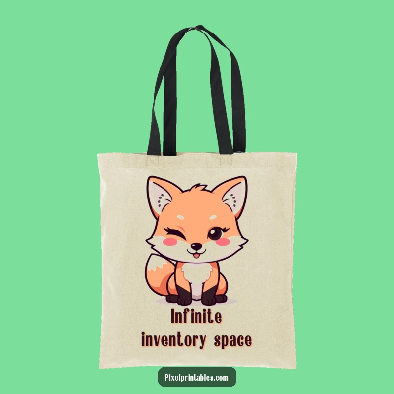 Funny Pixel Fox Tote Bag: Carry Your Essentials with Retro Charm and a Wink