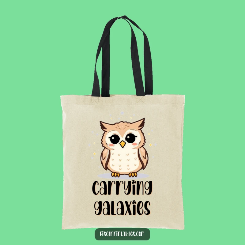 Funny Pixelated Owl Star Map Tote Bag Carry Your Universe with Geeky Flair