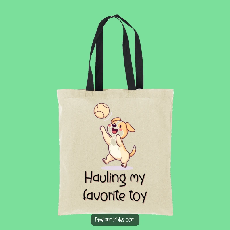 Funny Pixel Dog Tote Bag: Catching Ball Style, Retro Humor Gift!