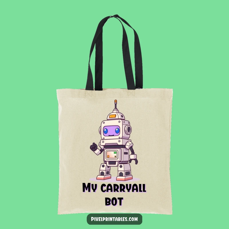 Funny Robot Pixel Art Tote Bag: Carry Your Creations in Style!