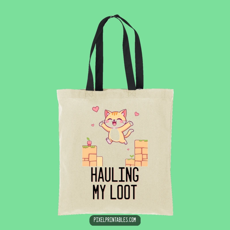 Playful Funny Cat Platform Tote Bag: Carry Your Game, Fun Funny Gift